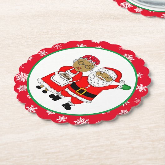 Mr. en Mrs Claus, Afrikaans-Amerikaanse kerstman Kartonnen Onderzetters (Gekanteld)