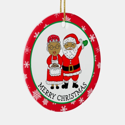 Mr. en Mrs Claus, Afrikaans-Amerikaanse kerstman Keramisch Ornament (Rechts)