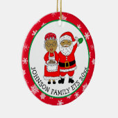 Mr. en Mrs Claus, Afrikaans-Amerikaanse kerstman Keramisch Ornament (Rechts)