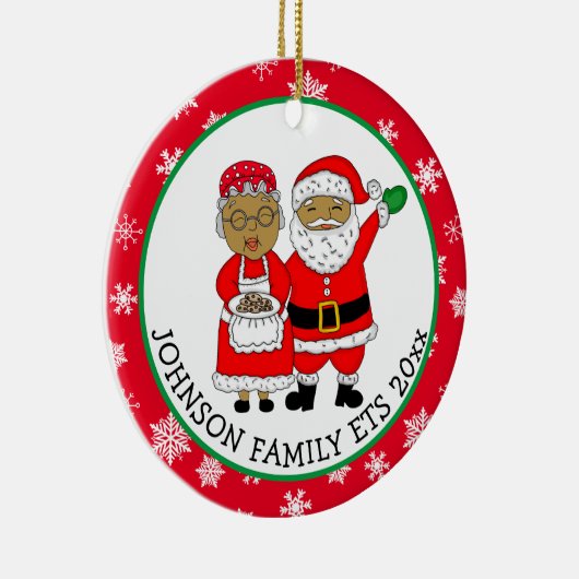Mr. en Mrs Claus, Afrikaans-Amerikaanse kerstman Keramisch Ornament (Rechts)