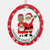 Mr. en Mrs Claus, Afrikaans-Amerikaanse kerstman Keramisch Ornament (Links)