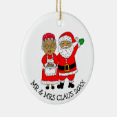 Mr. en Mrs Claus, Afrikaans-Amerikaanse kerstman Keramisch Ornament (Rechts)