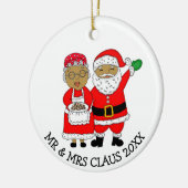 Mr. en Mrs Claus, Afrikaans-Amerikaanse kerstman Keramisch Ornament (Links)