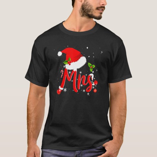 Mr. en Mrs. Claus Couples Matching Kerstkerstman T-shirt (Voorkant)