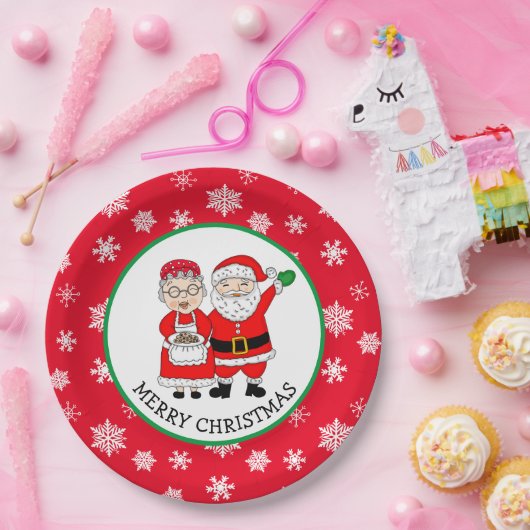 Mr. en Mrs Claus, Kerstmis Papieren Bordje (Feest)