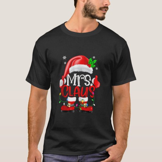 Mr en Mrs Claus Koppels Familie Kerstmis Kerstman T-shirt (Voorkant)