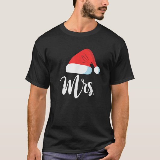 Mr. en Mrs. Clause Couples Matching Kerstkerstman T-shirt (Voorkant)