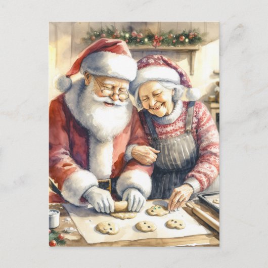 Mr en Mrs Clause Schattige Kerstmis Gepersonalisee Briefkaart (Voorkant)
