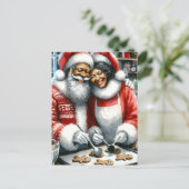 Mr en Mrs Clause Schattige Kerstmis Gepersonalisee Feestdagenkaart (Staand voorkant)