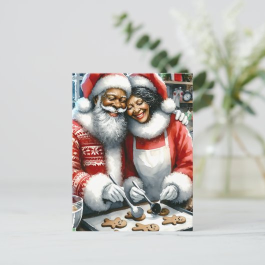 Mr en Mrs Clause Schattige Kerstmis Gepersonalisee Feestdagenkaart (Staand voorkant)