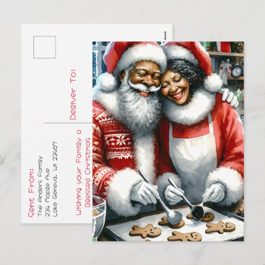 Mr en Mrs Clause Schattige Kerstmis Gepersonalisee Feestdagenkaart (Voorkant / Achterkant)