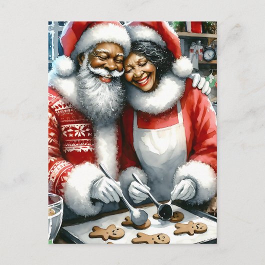 Mr en Mrs Clause Schattige Kerstmis Gepersonalisee Feestdagenkaart (Voorkant)
