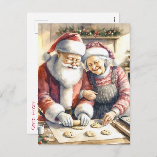 Mr en Mrs Clause Schattige Kerstmis Gepersonalisee Feestdagenkaart (Voorkant / Achterkant)