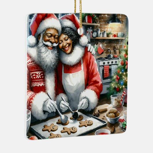Mr en Mrs Clause Schattige Kerstmis Gepersonalisee Keramisch Ornament (Rechts)