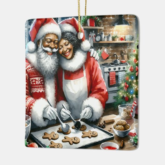 Mr en Mrs Clause Schattige Kerstmis Gepersonalisee Keramisch Ornament (Links)