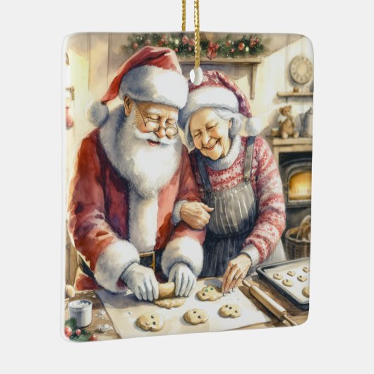 Mr en Mrs Clause Schattige Kerstmis Gepersonalisee Keramisch Ornament (Rechts)