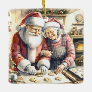 Mr en Mrs Clause Schattige Kerstmis Gepersonalisee Keramisch Ornament