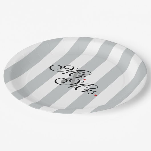 Mr. en Mrs. Click om Kleurstrepes aan te passen Papieren Bordje (Gekanteld)