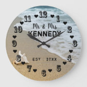 Mr en Mrs Coastal Beach Wedding Grote Klok (Voorkant)