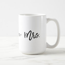 Mr en Mrs Coffee Mok: Scripted Font met zwart Koffiemok