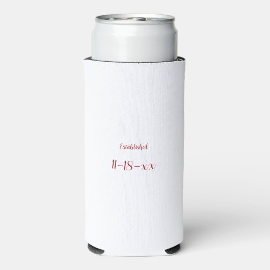 Mr en Mrs Custom Achternaam Double Hearts Datum Seltzer Blikjeskoeler (Seltzer Achterkant)