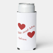 Mr en Mrs Custom Achternaam Double Hearts Datum Seltzer Blikjeskoeler (Seltzer Voorkant)