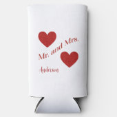 Mr en Mrs Custom Achternaam Double Hearts Datum Seltzer Blikjeskoeler (Voorkant)