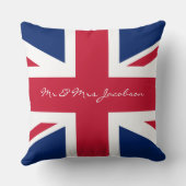 Mr. en Mrs. Custom Name Red White Blue UK Flag Kussen (Achterkant)