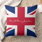 Mr. en Mrs. Custom Name Red White Blue UK Flag Kussen (Deken)