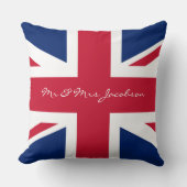 Mr. en Mrs. Custom Name Red White Blue UK Flag Kussen (Voorkant)