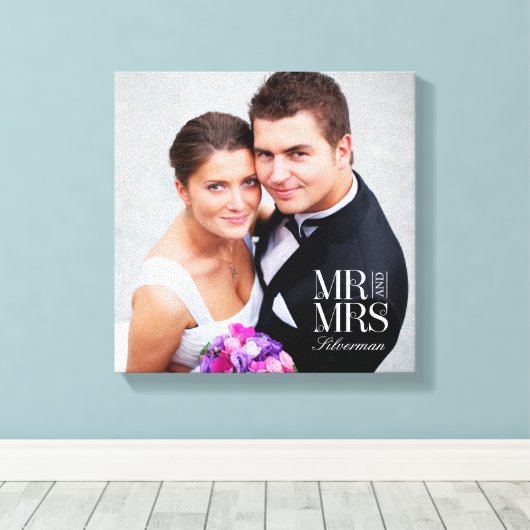 Mr en Mrs Custom Photo Canvas Afdruk (Insitu (Houten vloer))