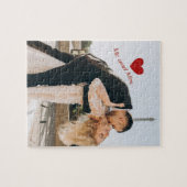 Mr en Mrs Custom Photo Red Sparkle Heart Legpuzzel (Horizontaal)