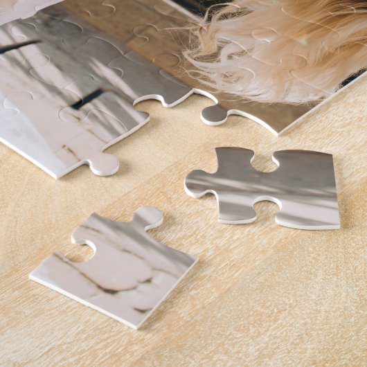 Mr en Mrs Custom Photo Red Sparkle Heart Legpuzzel (Zijkant)