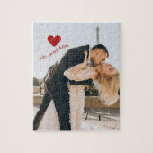 Mr en Mrs Custom Photo Red Sparkle Heart Legpuzzel (Verticaal)
