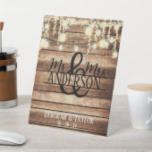 Mr en Mrs Custom Rustic Wedding Reclamebord Met Voetstuk (Insitu)