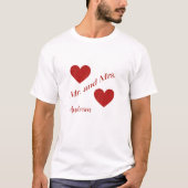 Mr en Mrs Custom Surname Double Hearts T-shirt (Voorkant)