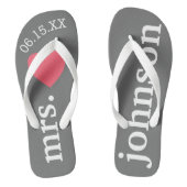 Mr en Mrs Custom Text Honeymoon met hart Teenslippers (Voetbed)