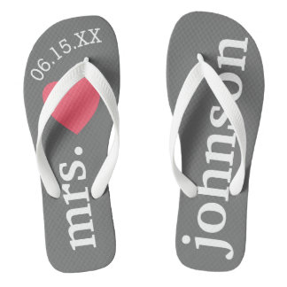 Mr en Mrs Custom Text Honeymoon met hart Teenslippers