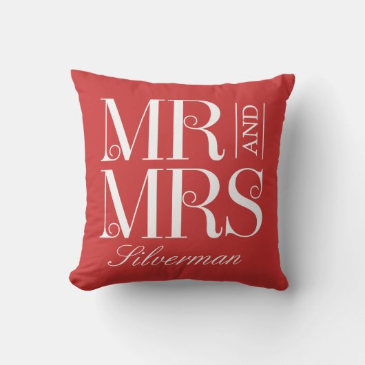 Mr en Mrs Custom Wedding Sierkussen (Voorkant)