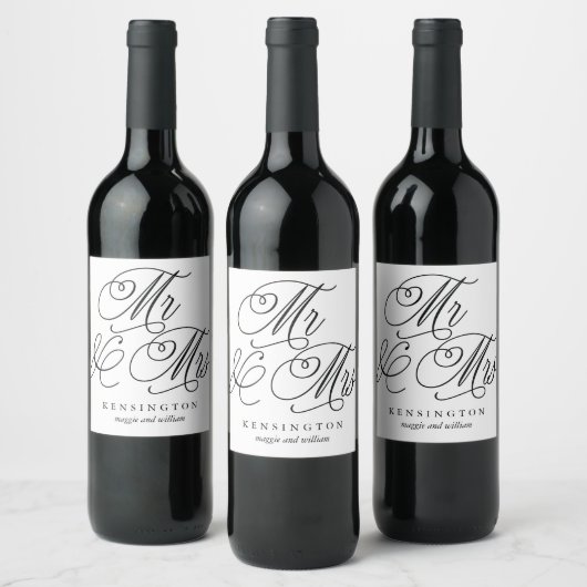 Mr en Mrs Custom Wedding Wine Labels Wijn Etiket (Flessen)