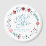 Mr. en Mrs Cute Floral Wreath Wedding Magnet<br><div class="desc">Voor verdere aanpassing,  te klikken gelieve de knoop "aanpassen"en ons ontwerphulpmiddel te gebruiken om deze sjabloon te wijzigen. Als de opties beschikbaar zijn,  kunt u tekst en afbeelding veranderen door eenvoudig op "te klikken geef/verwijder Tekst of Afbeelding hier"uit en voeg uw toe. Ontworpen door Freepik.</div>