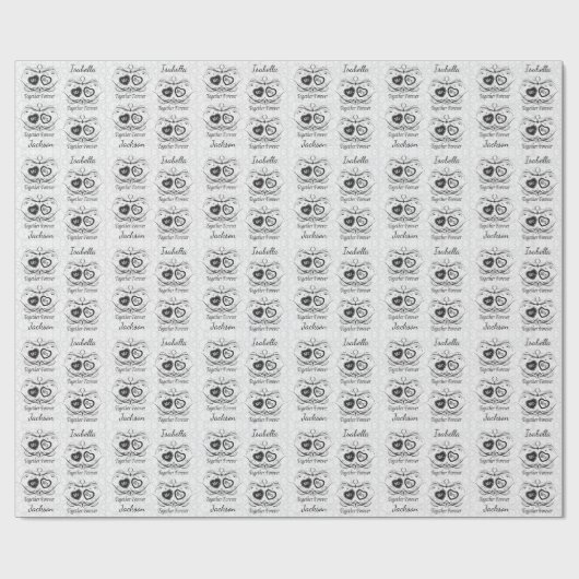 Mr en Mrs Damask Styled Wedding Design Cadeaupapier (Vlak)