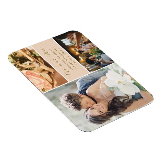 Mr en Mrs dank u Fotocollage Peach en Gold Magneet (Rechterzijde)