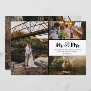 Mr. en Mrs. Dank u voor Collage Wedding Bedankkaart