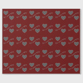 Mr en Mrs Dual Hearts Chrome Tekst Cadeaupapier (Vlak)