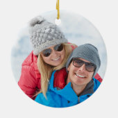 Mr en Mrs Eerste Kerstmis Rode en Gouden Foto Keramisch Ornament (Achterkant)
