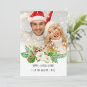 Mr en Mrs Eerste Kerstmis Waterverf Gouden Foto Feestdagenkaart (Staand voorkant)