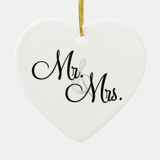 MR en MRS Eerste kerstversiering Keramisch Ornament (Voorkant)