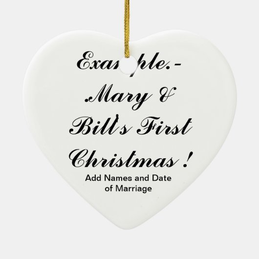 MR en MRS Eerste kerstversiering Keramisch Ornament (Achterkant)