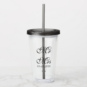 Mr en Mrs Elegant Black Script Gepersonaliseerd We Acryl Drinkbeker